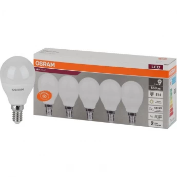 Лампа светодиодная LED OSRAM VALUE LVCLP60 7SW/830 7Вт E14 230В 2х5 RU (уп.5шт)