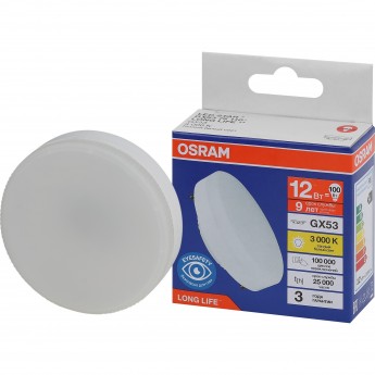Лампа светодиодная OSRAM LONG LIFE LED 12Вт GX53 3000К 960Лм спот 220В (замена 100Вт) Лампа светодиодная OSRAM LONG LIFE LED 12Вт GX53 3000К 960Лм спот 220В (замена 100Вт)